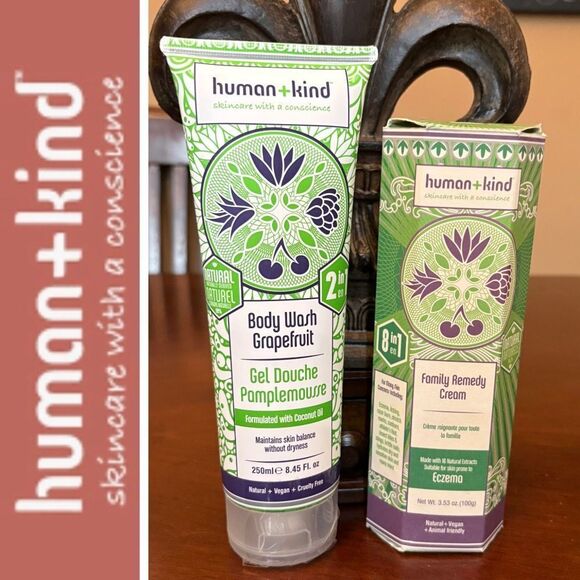 HUMAN + KIND - NWT Duo/Grapefruit Body Wash & Family Remedy Cream/8.45 & 3.53 oz - Picture 1 of 15